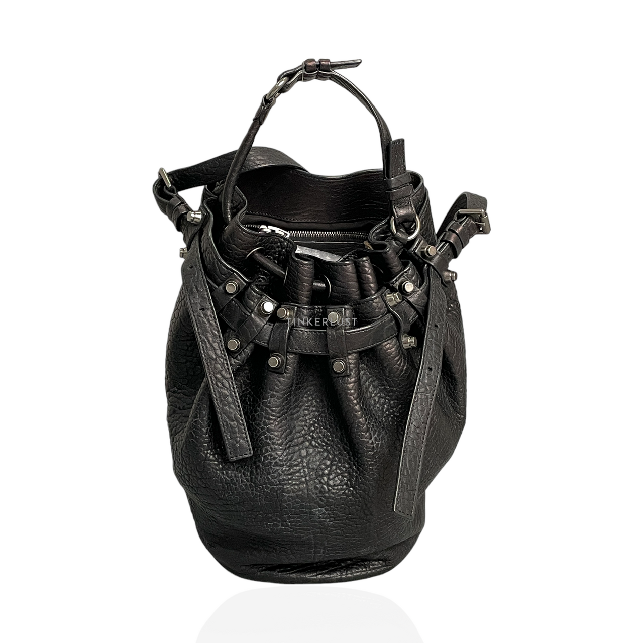 tas shoulder bag Alexander Wang Diego Black Pebbled Lambskin